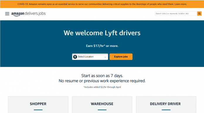 Lyft está refiriendo a los conductores a trabajos en Amazon después de la disminución masiva de pasajeros.
