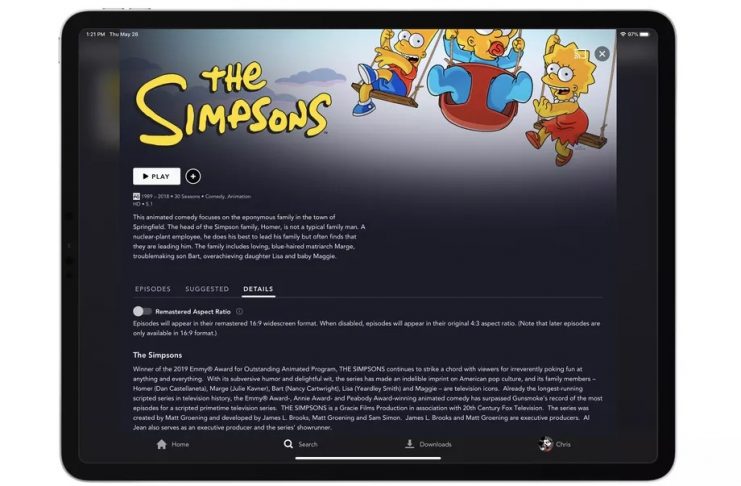 Cómo ver Los Simpson en su relación de aspecto original en Disney Plus